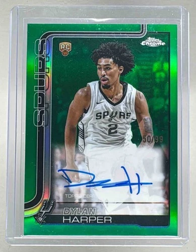 Dylan Harper 2025 Topps Chrome #TCAR-DH Green Refractor Rookie Auto RC /99