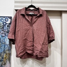 Country Road Size 12 Pink BLouse Organic French Linen Casual Lagen Look