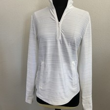 New Women's Small TOMMY BAHAMA 1/4 Zip Golf Tennis Jacket Textured White UPF 50