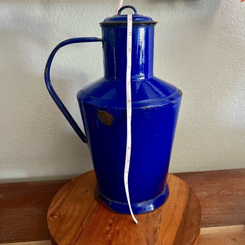 Vintage Französisches Kobalt Emaillegeschirr Milchkännchen mit Henkel 5 L - Bild 8 von 11