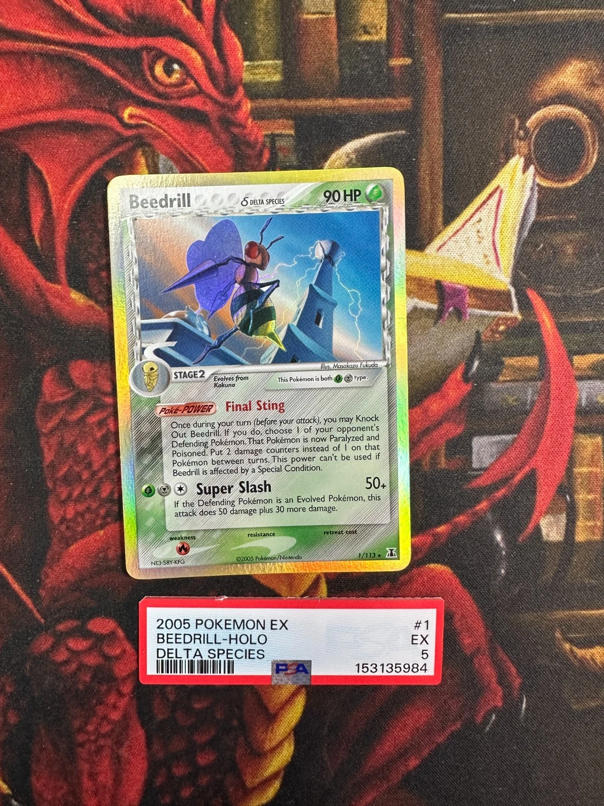 BEEDRILL HOLO (DELTA SPECIES)  2005 POKEMON EX DELTA SPECIES PSA 5 LP 1/113