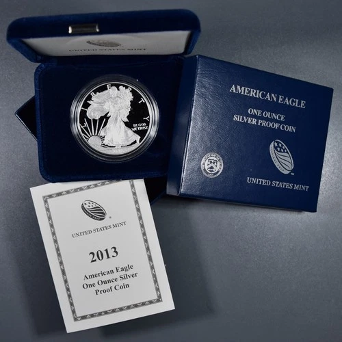 2013-W $1 AMERICAN SILVER PROOF EAGLE 1 oz .999 w/Box & COA A6426