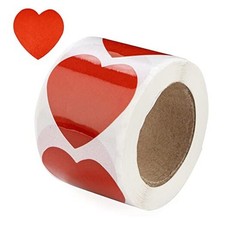 Red Heart Sticker for Valentines 1 Roll-250 Stickers Large Heart Shaped Sticker