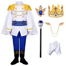 Boys Prince Charming Costume Cosplay Dress-Up Medieval Royal King Outfits for...