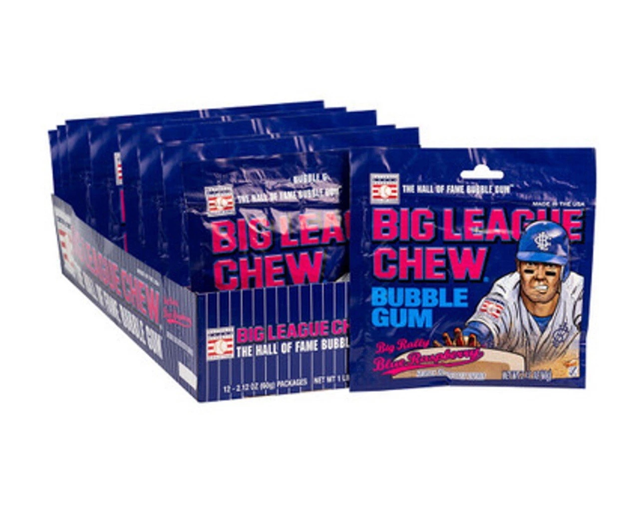 BIG LEAGUE CHEW BLUE RASPBERRY 2.1 OZ SINGLE SEALED PACK 100% AUTHENTIC