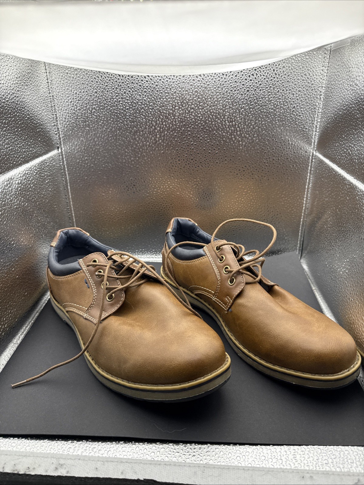 SAOLA Scarpe uomo Izod in ecopelle marrone taglia 11 suola memory foam