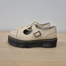 Dr Martens Bethan Mary Jane Double Sole Quad Platform Buckle Taupe Shoes Uk 9