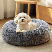 JOLLYVOGUE Dog  Cat Bed, Calming Anti-Anxiety Pet Bed for Small Dogs, Fluffy Do