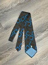 Chadwick Wembley Men's Woven Tie Brown Blue Geometric Pattern Logo Accent