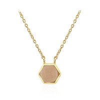 Cavill Pfirsich Mondstein Halskette 1,15Ct Hexagon Vergoldet Silber Damen