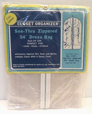 Closet Organizer Dress Bag See Thru Zippered Revco #1144 Vintage Travel Storage