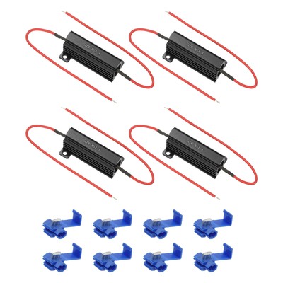 50W 8 Ohm Aluminum Shell Resistor, 4Pcs Housing Resistor with Clips, Black