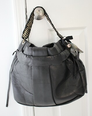 MARNI LEATHER CHARM SHOULDER HAND BAG MARNI Soft Black Leather