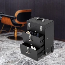 Rolling Makeup Train Case Aluminum Salon Cosmetic Trolley Organizer Box+ Drawer