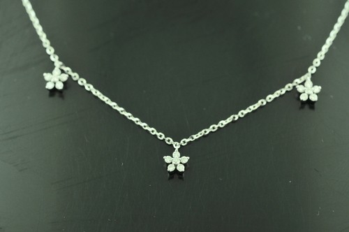 14k Solid white gold diamond stylish Rosita necklace 0.28 ct dainty cute - Picture 2 of 6