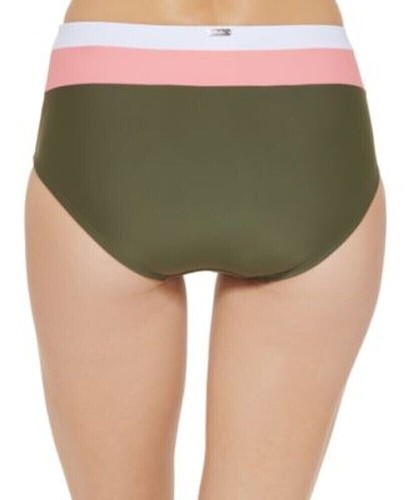 DKNY Olive Green Colorblocked High-Waist Bikini Swim Bottom Swimsuit Medium - Picture 6 of 6