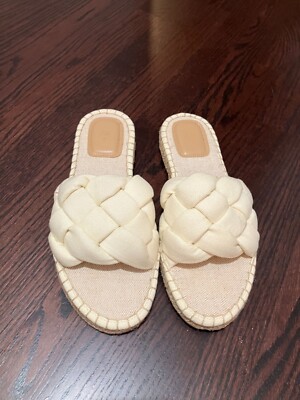 H&M Women's Braided Espadrille Slides, Cream, Size 42 (US 11.5)