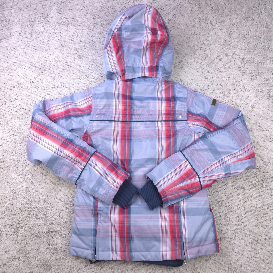 Chaqueta de snowboard 686 para mujer talla XS a cuadros ACC esquí gris rojo aislante con capucha Foto 2 de 4
