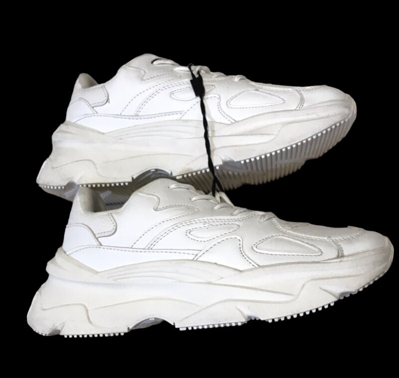 Bershka White PLATFORM Trainers Shoes Sneakers Women's Size