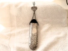 STERLING SILVER ART NOUVEAU CHATELAINE CASE WITH HOOK AND VELVET LINING!  