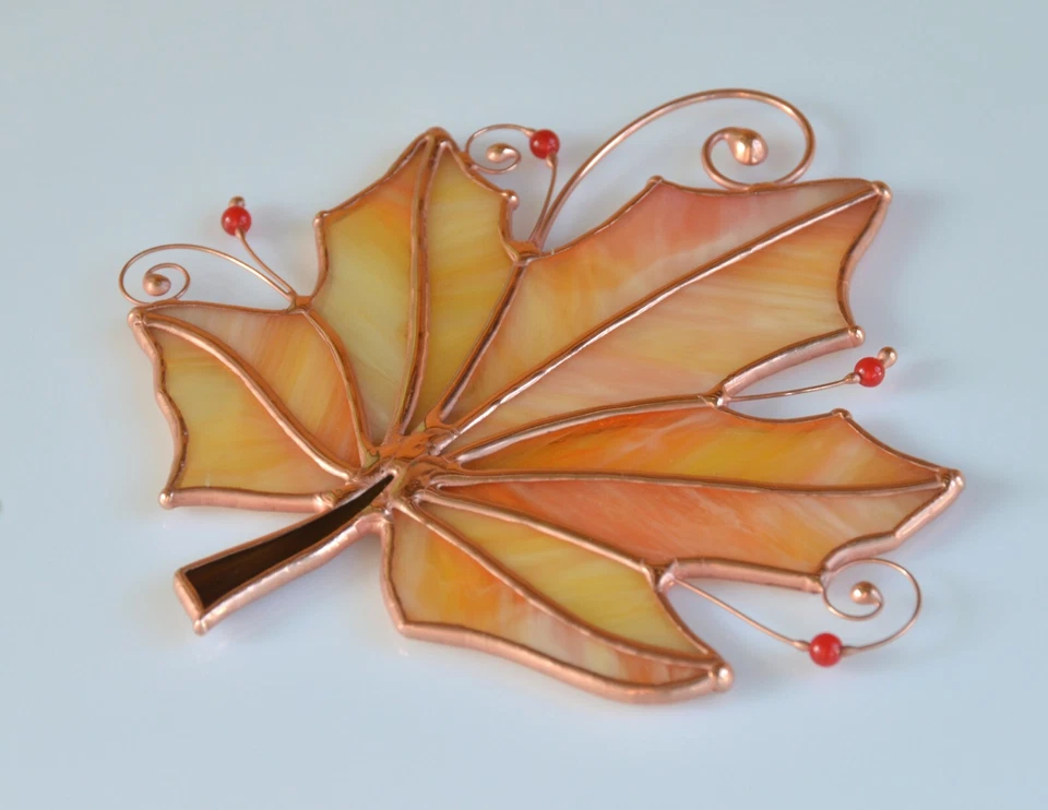 Vidrieras Otoño Hoja Atrapasol Ventanas Colgantes Decoración Otoño Foto 3 de 4