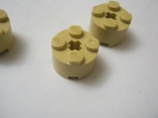 Lego Lot Of 3 Tan 2x2 Round Bricks With Center Axle Hole, 3941 028-112