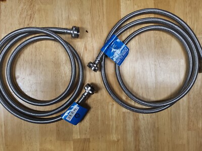 Pure Flow 3/4 in x 6 ft Stainless Steel Washing Machine Connectors 2-Pack