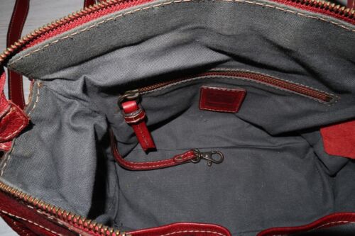 FRYE Womens Burnt Red Leather RARE Artisan Zip Satchel Bag - Picture 11 of 12