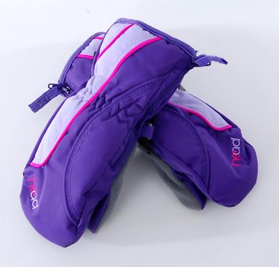 HEAD Jr Ski Mittens Kids Girls Purple Sorona Zip Thermal Waterproof Snow Gloves