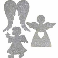 Weihnachtsdeko Engel Streudeko Silber Glitter Holz 8Cm 24 StüCk Figuren