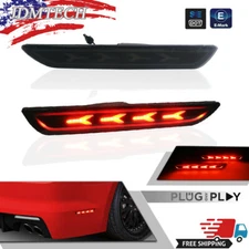 For 2015-2021 Ford Mustang Smoked Lens Red LED Rear Bumper Side Marker Light Set
