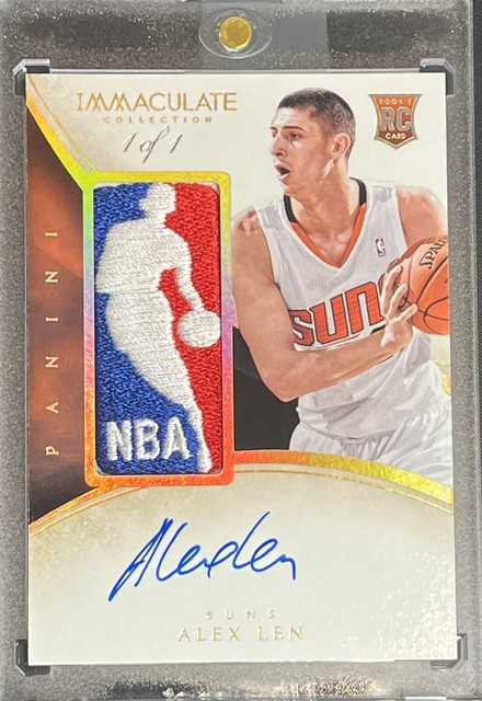 2013-14 Alex Len Panini Immaculate Rookie RC LA Lakers Logo Logoman Auto #1/1