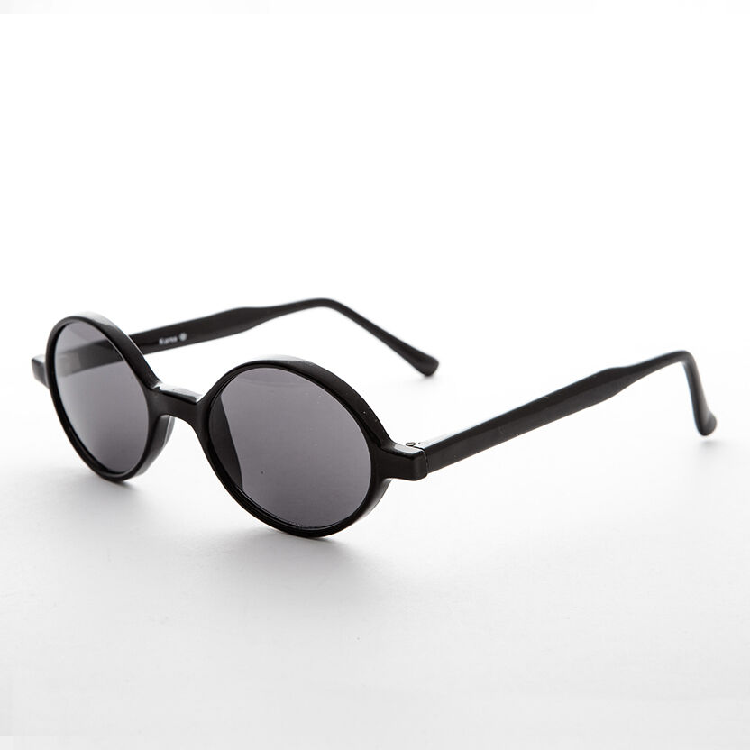 Mod Vintage Sunglasses Round Black Frame and Gray… - image 2