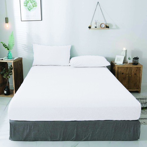 Cotton Bed Linen Fitted Sheets Duvet Cover White Hotel Bedding Set Double & King - Picture 21 of 60