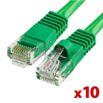 10x 10FT CAT5e Cable Ethernet Lan Network CAT5 RJ45 Patch Cord Green NEW
