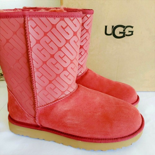 Ugg Women's Classic Short II Ugg Logo Suede Classic Boots in Redwood, Size 10