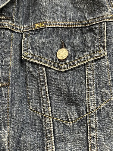 Polo Ralph Lauren 1967 Denim USA Flag Trucker Jacket Kid Size XL 18/20 READ DESC - Picture 5 of 22