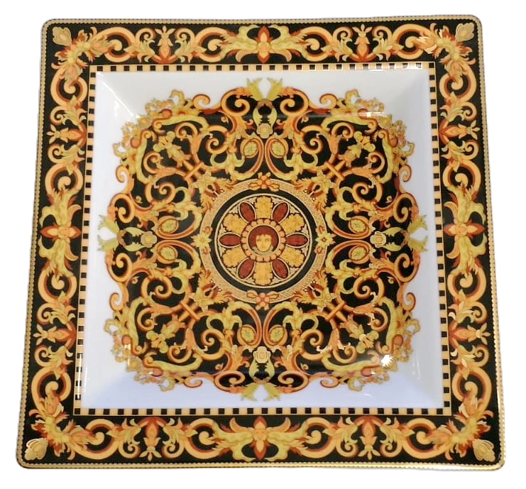 Ciotola Rosenthal Versace Barocco Coppetta Quadra Piana 22x22 cm in Porcellana, fotografia 7 di 9