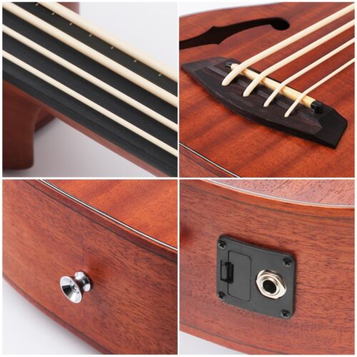 Batking Bass Ukulele UBass Baritone 30 Inch Mahogany F-Holes Fretless/EQ Gig Bag - Picture 5 of 7