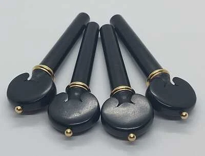 RIVERBERO MUSIC SET 4 PIROLI PER VIOLINO EBANO SELEZIONATO MODELLO HEART SHAPE DECORO ORO