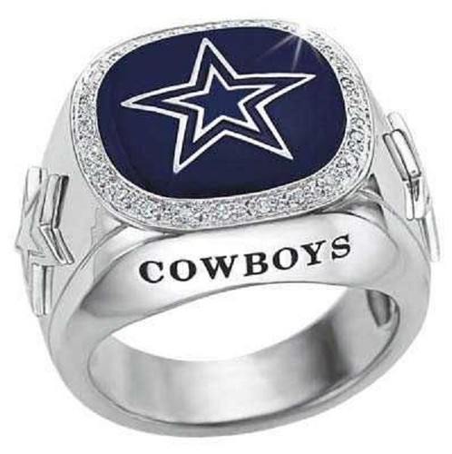 Dallas Cowboys Danbury Mint Sterling Silver ring star logo w/gem border