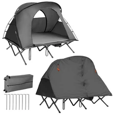 2-Person Outdoor Camping Tent Cot Elevated Compact Tent Set W/ External Cover