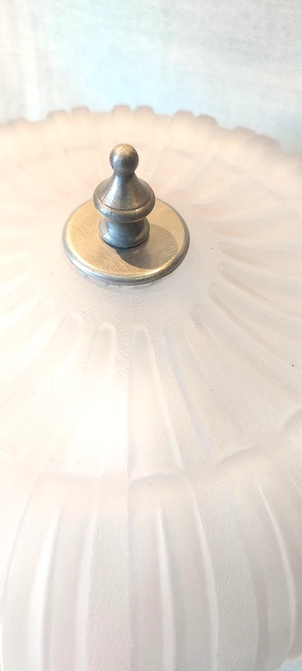Lampe pied en aluminium brossé, globe en verre épais, vintage - Photo 4/4