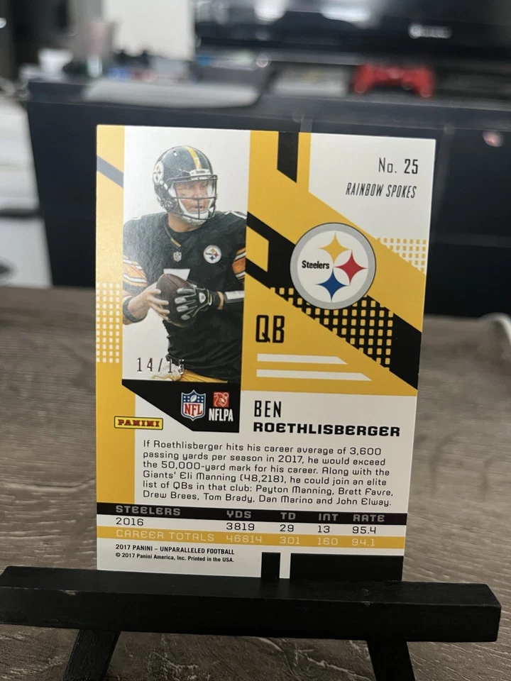Ben Roethlisberger 2017 Panini Unparalleled Rainbow Spokes /15 Steelers - Image 2 of 2