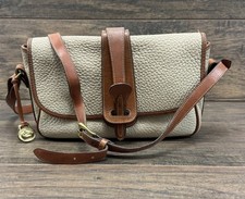 Vintage Dooney  Bourke Crossbody Purse Cream Pebbled Leather USA-READ