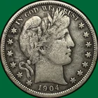 1904 Barber Half Dollar Very Fine VF Coin #32547