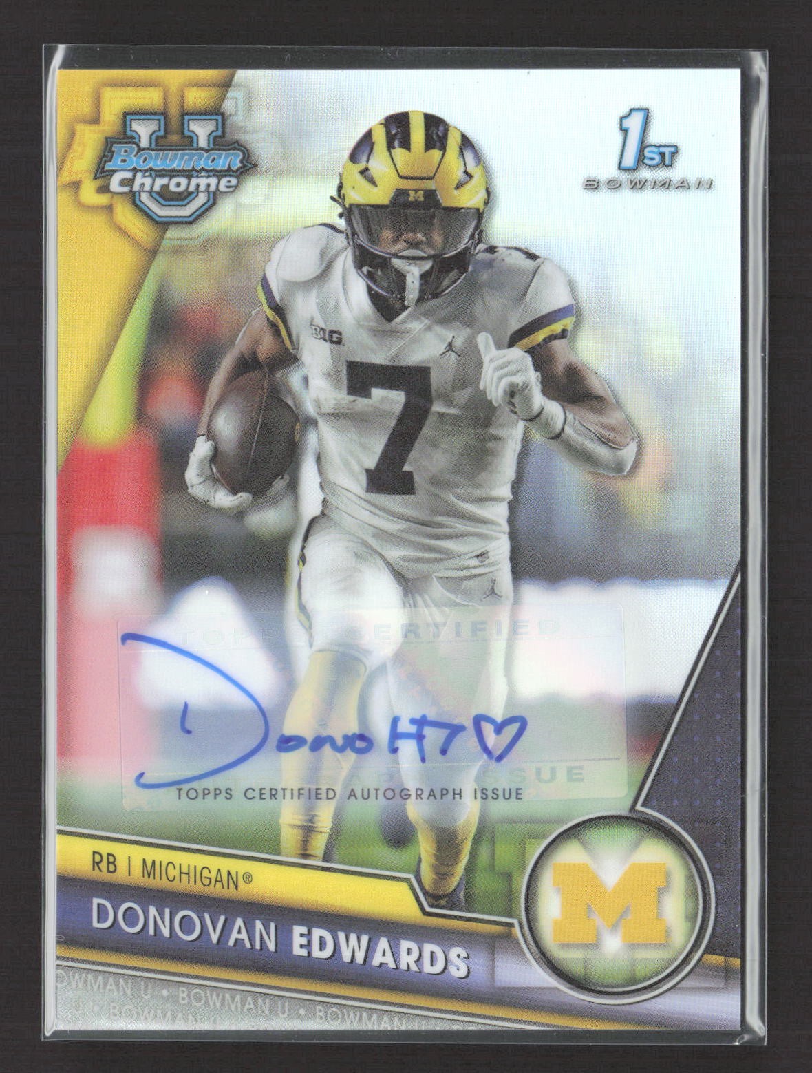 2023 Bowman Chrome University Donovan Edwards 1st Refractor Auto /499 #42