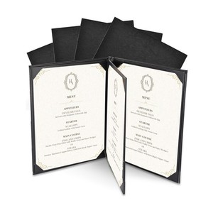 WeChef 5 Pack Menu Covers 8.5"x11" 4 Views Faux Leather Cafe Restaurant Bars