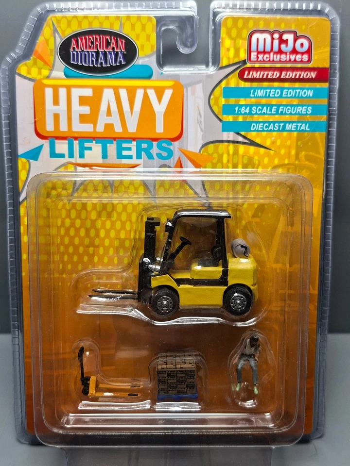 American Diorama 1/64 Figures Heavy Lifters Forklift Set MiJo Exclusive (NG01) - Photo 1/3