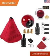 MUGE Racing Fabric Shift Boot with Round Ball Carbon Fiber Shift Knob,Univers...